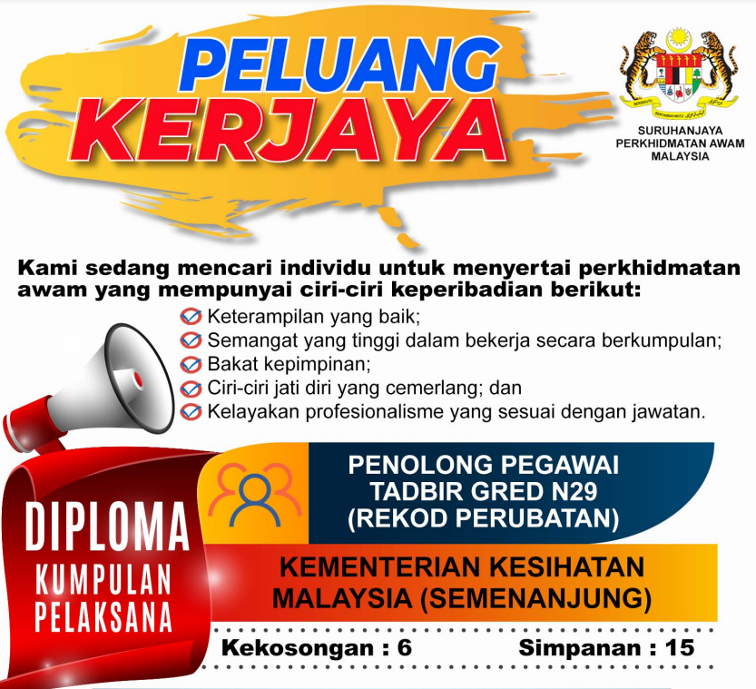 Penolong Pegawai Tadbir Gred N29 (Rekod Perubatan)